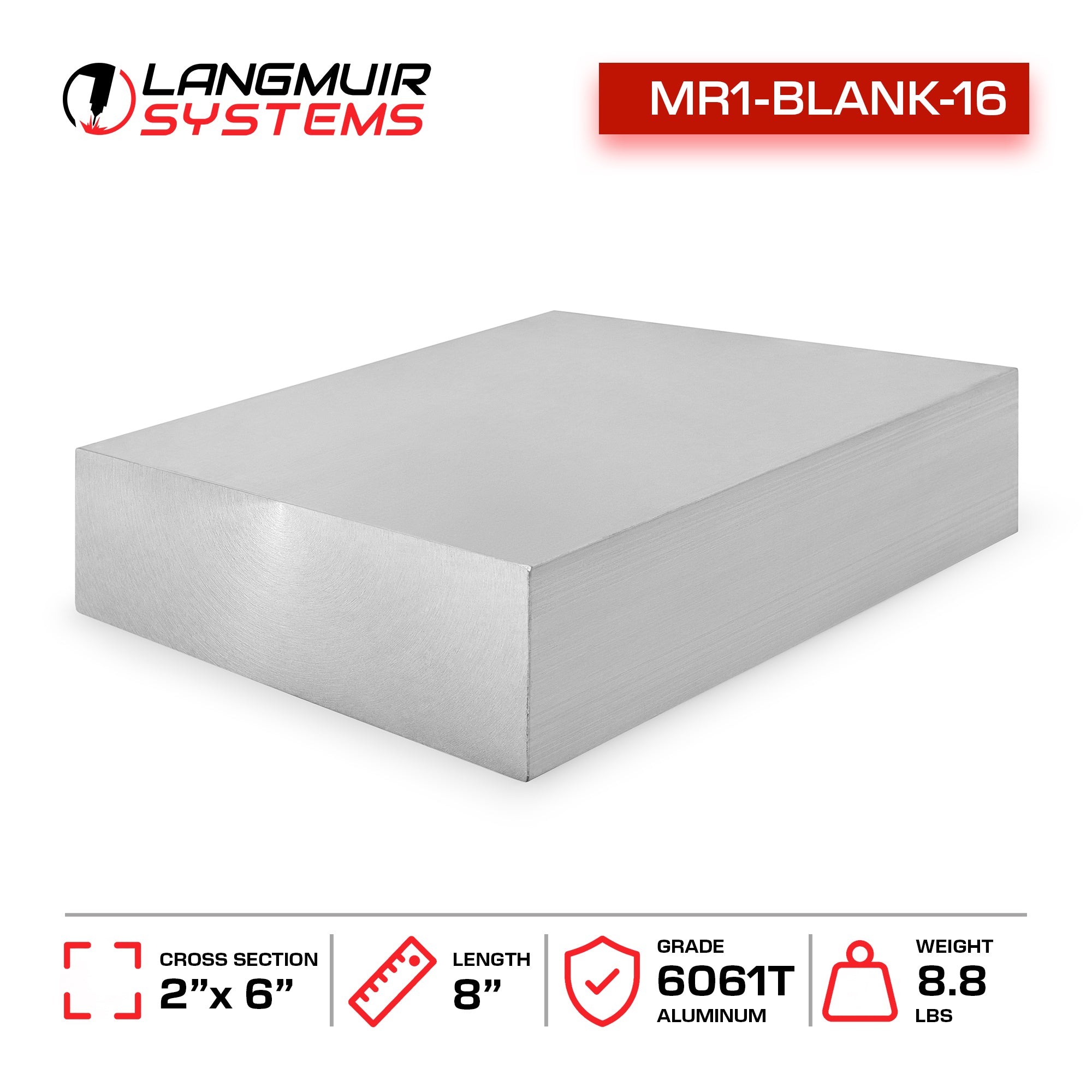 8"x2"x6" 6061-T6 Aluminum Billet